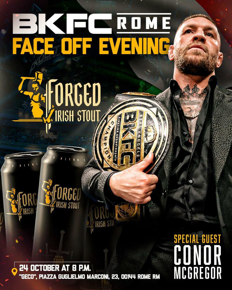 Conor McGregor sarà presente per tutti e tre i giorni della Fight Week BKFC a Roma grazie a Gabriel Rapisarda, imprenditore e proprietario di Gabriel & Spirits