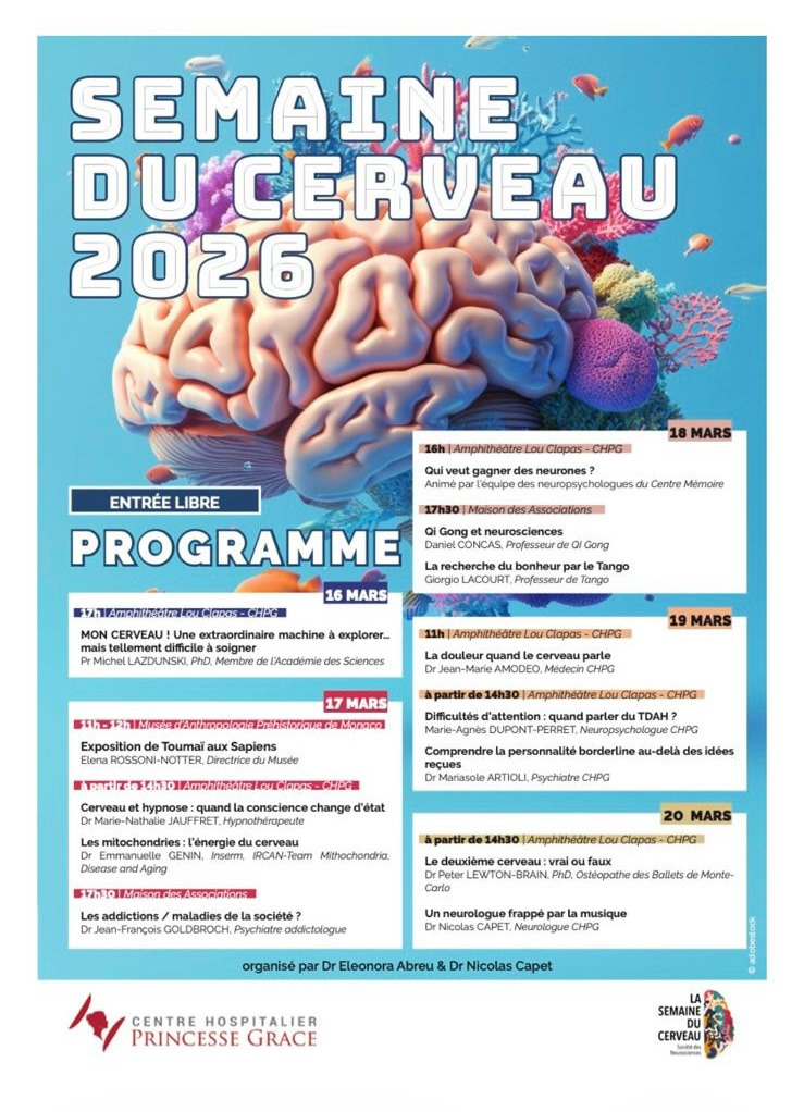 Monaco ospita la “Semaine du Cerveau 2026”: cinque giorni di incontri sulle neuroscienze al CHPG, al Musée d’Anthropologie Préhistorique e alla Maison des Associations