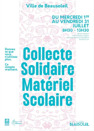 Beausoleil, per tutto il mese di luglio raccolta solidale di materiale scolastico all'Épicerie Solidaire