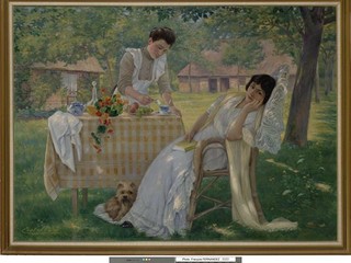 Julie de CISTELLO, Sous les pommiers ou Le thé à la campagne, 1912, huile sur toile, N.Mba 2022.0.1, musée des Beaux-Arts Jules Chéret, Nice © Photo François Fernandez 003