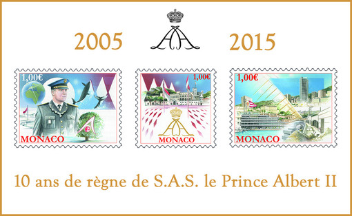 Una serie speciale di francobolli segna i 10 anni di Regno di Alberto II sul Principato di Monaco
