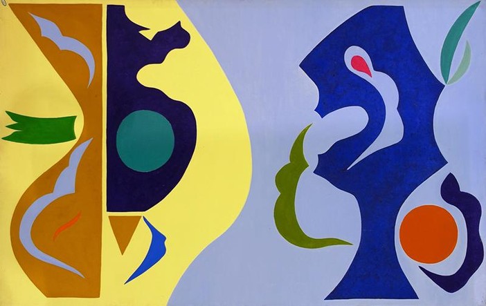 André VERDET: La Comparution (Série les Idoles), huile sur toile, 83,5 x 132 cm, 1968 – Collection Ville de Saint-Paul de Vence / Donation Verdet