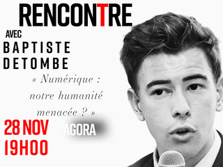 Baptiste Detombe, la conferenza «Numérique  : notre humanité menacée».