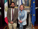 Amaury Aranda con l’ambasciatrice di Francia, Mme Delphine Borione