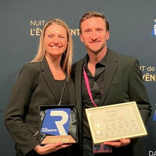 Julie Caprini, Direttrice commerciale e dello sviluppo e Olivier Monchal, Responsabile dello sviluppo commerciale in Francia del Grimaldi Forum Monaco. Crediti fotografici: © Grimaldi Forum Monaco 2026.