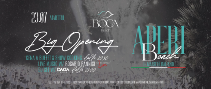 Il Boca Beach Inaugura “Aperi Beach” Il nuovo Martedì di Sanremo Il Boca Beach Inaugura “Aperi Beach” Il nuovo Martedì di Sanremo