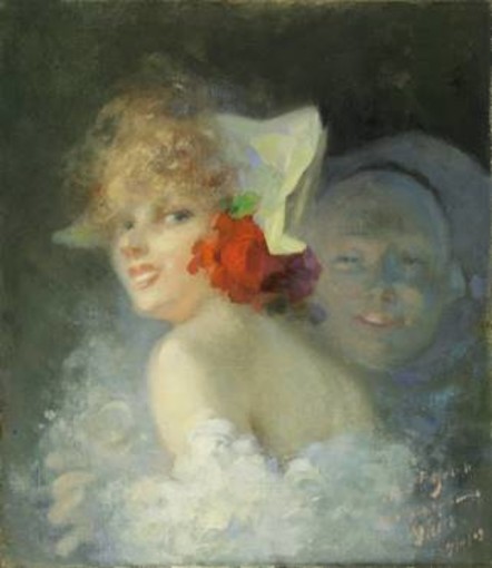 J.Chéret, Arlequine et Pierrot, 1909, huile sur toile, Musée des Beaux-Arts Jules Chéret-Nice © François Fernandez 2021