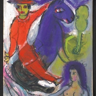 Marc Chagall, Il cavaliere messicano in rosso e il suo cavallo viola (1943). Foto: © DR / Nizza, Musée national Marc Chagall © ADAGP, Parigi, 2023.