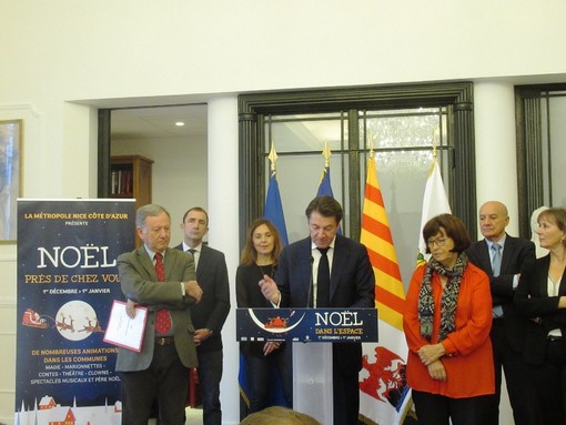 Christian Estrosi e Rudy Salles alla presentazione del Natale 2018 a Nizza