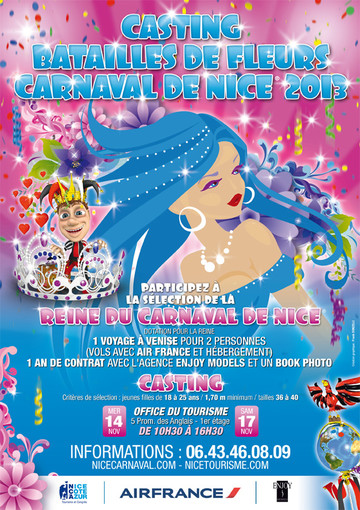 Carnevale di Nizza 2013: 14 e 17 novembre al via i casting per reclutare le pù belle Carnevale di Nizza 2013: 14 e 17 novembre al via i casting per reclutare le pù belle