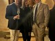 La giornalista Chiara Osnago Gadda, event manager di Evolution Horizon Award, alla serata di presentazione della nuova collezione “Diva”, tra Giacomo Scarcia e Riccardo Zegna Baruffa