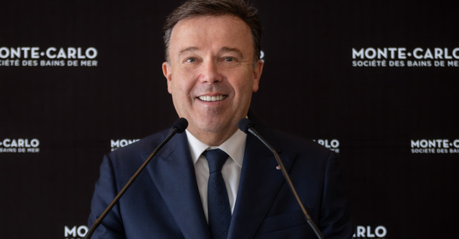 Stéphane Valeri, Presidente e Amministratore Delegato della Société des Bains de Mer durante la conferenza stampa di presentazione dei risultati del Gruppo.
