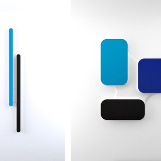 Type C (Bleu) - Deux Lignes, 220 x 24 x 10 cm, Plaques d’Aluminum peintesn -- Type A (Bleu) - Deux Rectangles &amp; Un Carré, 165 x 146 x 12 cm, Plaques d’Aluminum peintes