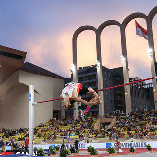 Giamarco Tamberi durante un salto allo stadio Louis II