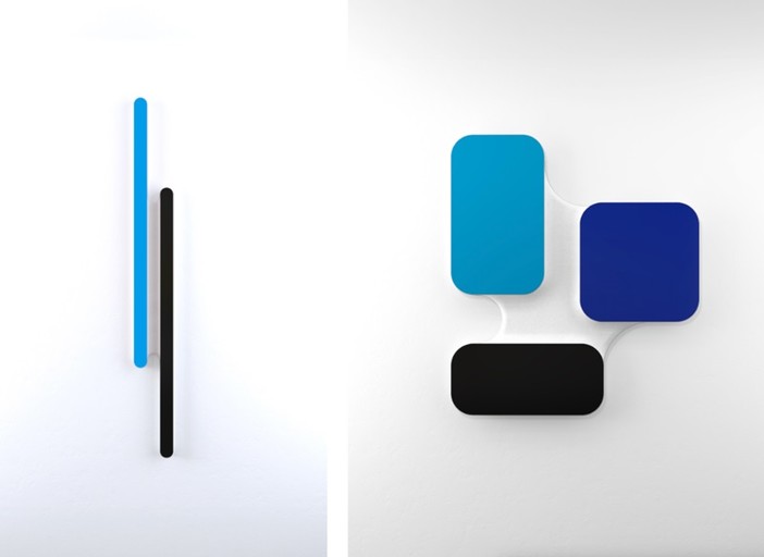 Type C (Bleu) - Deux Lignes, 220 x 24 x 10 cm, Plaques d’Aluminum peintesn -- Type A (Bleu) - Deux Rectangles & Un Carré, 165 x 146 x 12 cm, Plaques d’Aluminum peintes Type C (Bleu) - Deux Lignes, 220 x 24 x 10 cm, Plaques d’Aluminum peintesn -- Type A (Bleu) - Deux Rectangles & Un Carré, 165 x 146 x 12 cm, Plaques d’Aluminum peintes