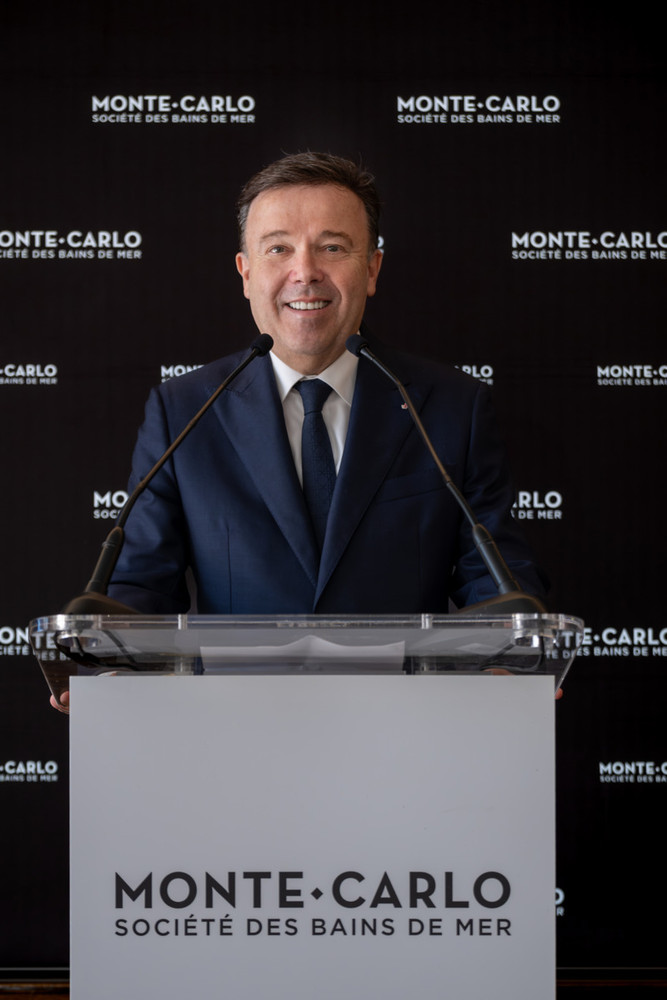 Stéphane Valeri, Presidente e Amministratore Delegato della Société des Bains de Mer durante la conferenza stampa di presentazione dei risultati del Gruppo. Stéphane Valeri, Presidente e Amministratore Delegato della Société des Bains de Mer durante la conferenza stampa di presentazione dei risultati del Gruppo.