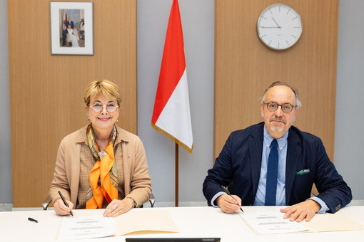 Isabelle Berro-Amadeï, Consigliere di Governo-Ministro per le Relazioni Esterne e la Cooperazione, e Valéry Freland, Direttore esecutivo della Fondation ALIPH ©DR Isabelle Berro-Amadeï, Consigliere di Governo-Ministro per le Relazioni Esterne e la Cooperazione, e Valéry Freland, Direttore esecutivo della Fondation ALIPH ©DR