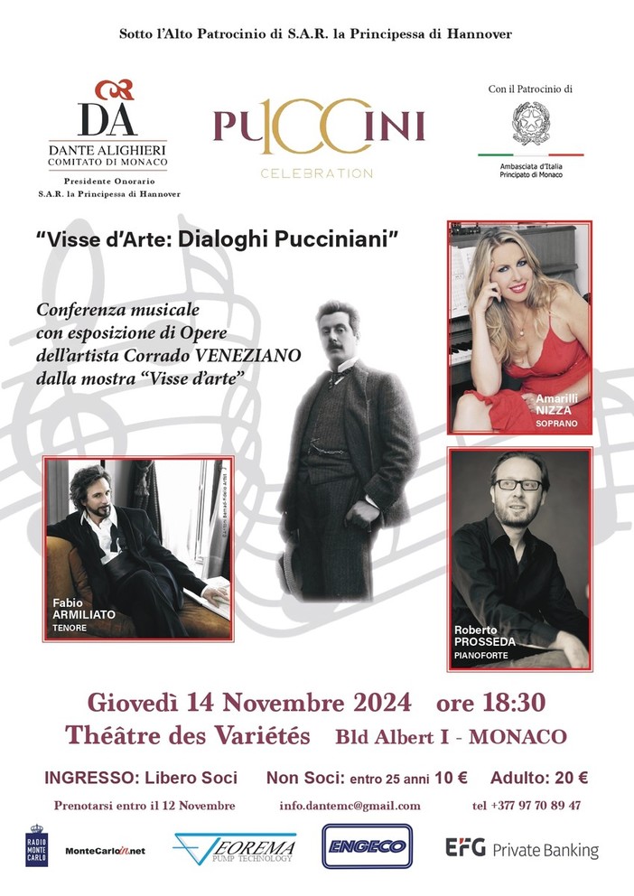 La Dante Monaco celebra i 100 anni della scomparsa di Puccini con artisti d’eccezione La Dante Monaco celebra i 100 anni della scomparsa di Puccini con artisti d’eccezione