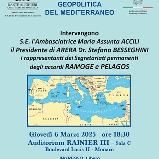 A Monaco la  conferenza "La centralità geopolitica del Mediterraneo"