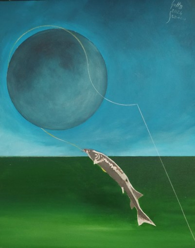 Luna dello Storione vista dal pittore braidese Franco Gotta Luna dello Storione vista dal pittore braidese Franco Gotta