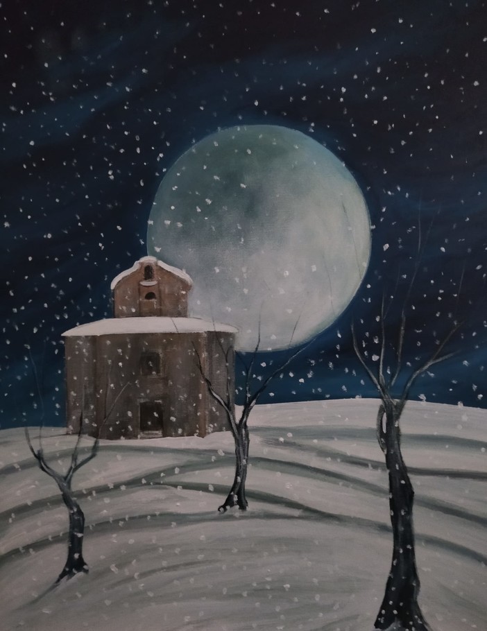 “Luna della Neve e la Zizzola di Bra”, opera pittorica di Franco Gotta “Luna della Neve e la Zizzola di Bra”, opera pittorica di Franco Gotta