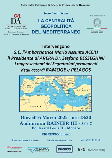A Monaco la  conferenza "La centralità geopolitica del Mediterraneo"