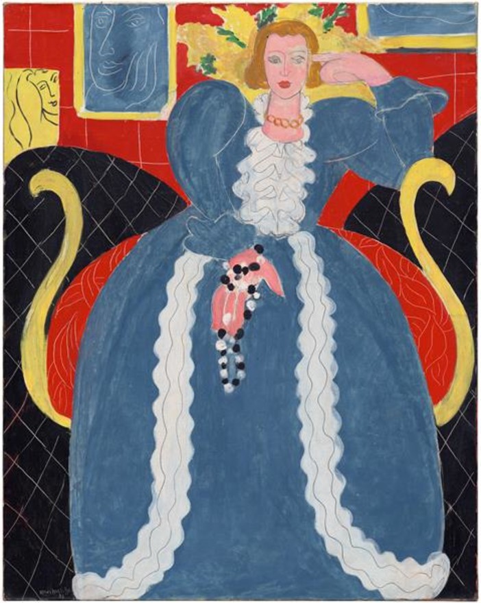 Henri Matisse, La Grande Robe bleue et mimosas, 1937, huile sur toile,  Philadelphia Museum of Art: Gift of Mrs. John Wintersteen © Succession H. Matisse Photo © PMA - Joseph Hu