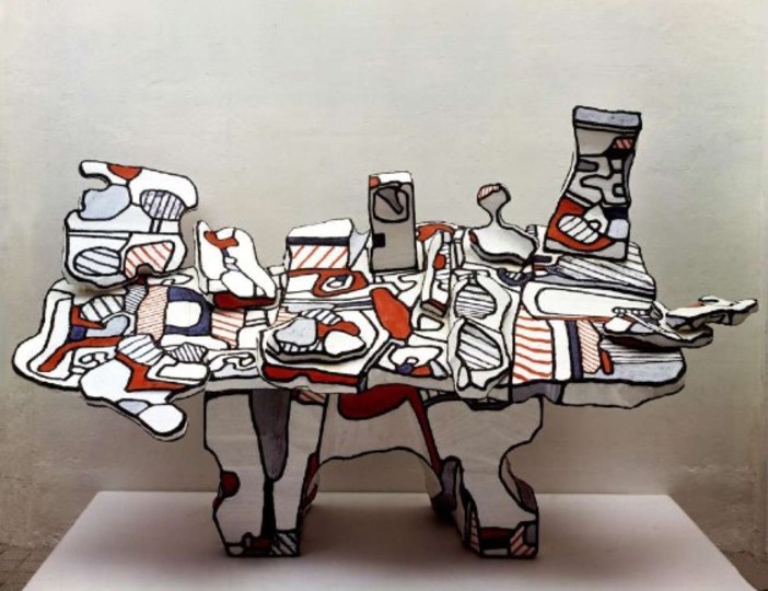 Table porteuse d’instances, d’objets et de projets, 1968, transfert sur polyester © Fondation Dubuffet, Paris Table porteuse d’instances, d’objets et de projets, 1968, transfert sur polyester © Fondation Dubuffet, Paris