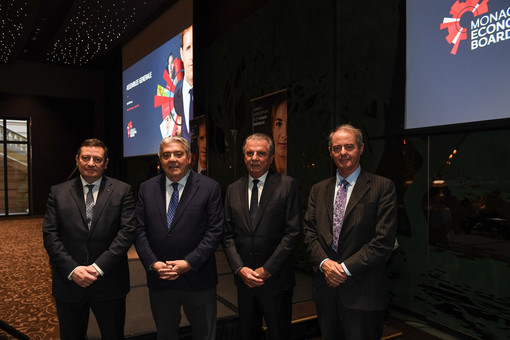 Da sinistra: Guillaume Rose, Direttore Generale Esecutivo del MEB; Pierre Dartout, Ministro di Stato; Michel Dotta, Presidente del MEB; Pierre-André Chiappori, Co