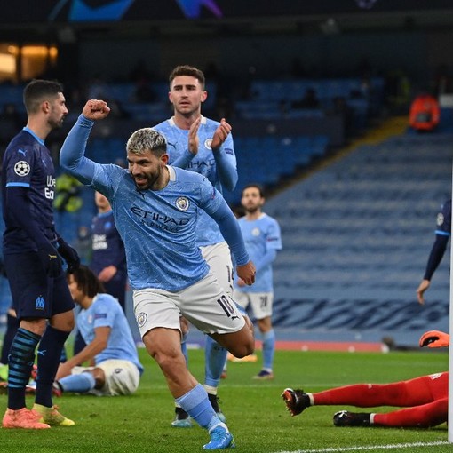 Manchester City - Olimpique Marseille una fase di gioco (Twitter) Manchester City - Olimpique Marseille una fase di gioco (Twitter)