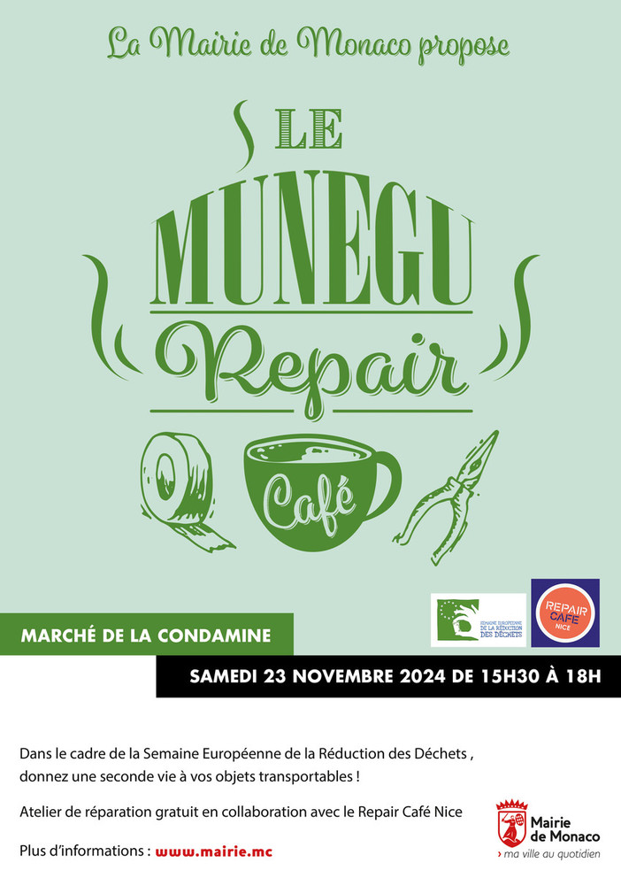 Sabato 10 maggio al Marché de la Condamine torna il Munegu Repair Cafè Sabato 10 maggio al Marché de la Condamine torna il Munegu Repair Cafè