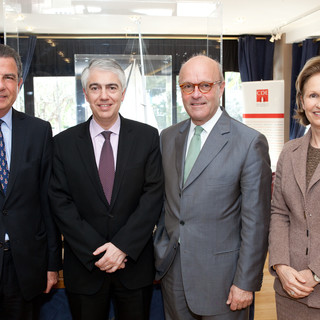 Da sinistra: Michel Dotta, Presidente della Chambre de Développement Economique de Monaco, Franck Biancheri Consigliere del Governo relazioni esterne economiche e finanziarie internazionali, Gunnar Lund ambasciatore di Svezia a Monaco, Patricia Husson Console di Svezia a Monaco - credit photo P. Fitte – Réalis