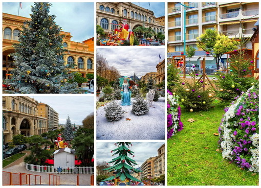 Natale a Mentone: ecco i giardini Bioves addobbati con pupazzi di neve e Babbi Natale (Foto)