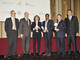 Photo (crédit E. Mathon – Palais Princier): intorno a S.A.S. il Principe Alberto II, da sinistra, Mungo Park, dirigente banca d'investimento Innovator Capital e organizzatore di CleanEquity Monaco, i tre premiati e Michel Dotta Presidente della CDE