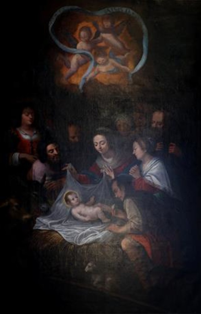 Adoration des bergers, Ecole génoise, ca 1652. Huile sur toile. Dépôt de la commune de L’Escarène. Inv. D-05-1-1 Adoration des bergers, Ecole génoise, ca 1652. Huile sur toile. Dépôt de la commune de L’Escarène. Inv. D-05-1-1
