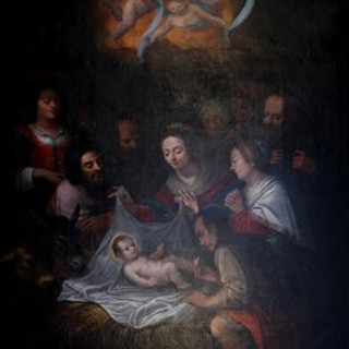 Adoration des bergers, Ecole génoise, ca 1652. Huile sur toile. Dépôt de la commune de L’Escarène. Inv. D-05-1-1