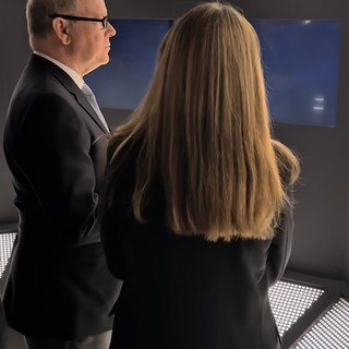 Il Principe Alberto durante la visita al Museo Oceanografico (Foto di Ezio Cairoli)