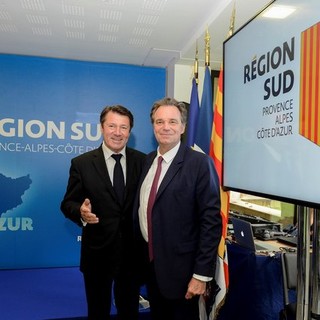 Renaud Muselier e  Christian Estrosi alla presentazione della Région Sud-Provence-Alpes-Côte d’Azur