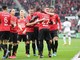 La gioia dei giocatori del Rennes durante l'incontro col Metz (foto tratta dal sito del Rennes)