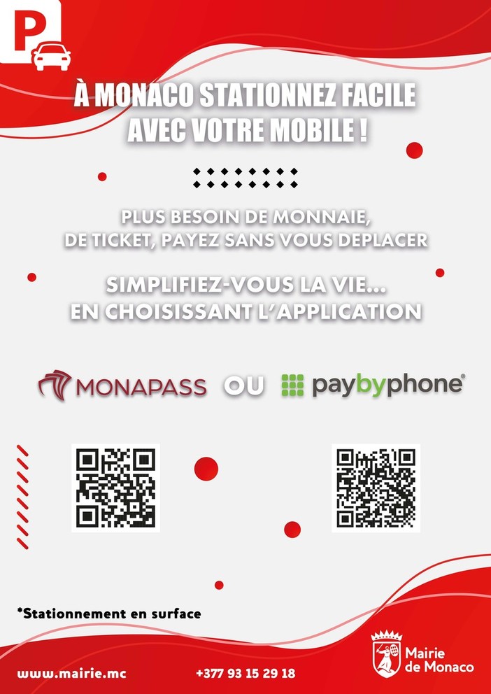 Più facile parcheggiare nel Principato con il pagamento della sosta a distanza di Monapass e PayByPhone Più facile parcheggiare nel Principato con il pagamento della sosta a distanza di Monapass e PayByPhone