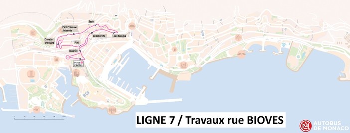Il percorso della linea 7 dei bus durante i lavori Il percorso della linea 7 dei bus durante i lavori