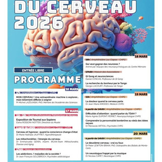 Semaine du Cerveau 2026: dal 16 al 20 marzo
