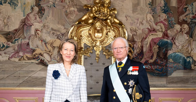 Stéphanie Vikström e Re Carl XVI Gustaf, Stoccolma.  © DR