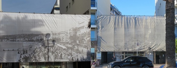 Il telo sulla Promenade ora e nel 2017 Il telo sulla Promenade ora e nel 2017