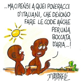 Code per una boccata d'aria, vignetta di Danilo Paparelli