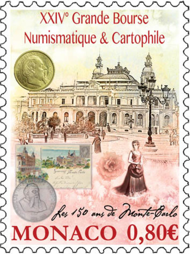 Ecco il francobollo che celebra la XXVI Grande Bourse della Numismatica, evento molto atteso del Principato di Monaco