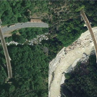 Foto d’archivio, la valle della Roya prima e dopo la tempesta Alex.