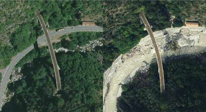 Foto d’archivio, la valle della Roya prima e dopo la tempesta Alex. Foto d’archivio, la valle della Roya prima e dopo la tempesta Alex.