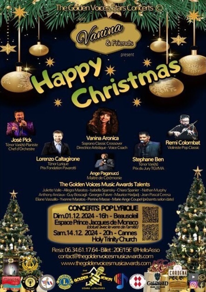 A Beausoleil e Cannes due appuntamenti con "The Golden Voice Star Concert"
