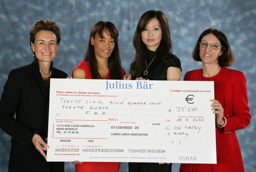 Da sinistra: Celina Lafuente de Lavotha (Comunicazione L.L.), Cecile de Massy (Presidente LL), Cherin Collardi-Wong, signora CEO dello sponsor Julius Baer e Sylvane Philipon (F.A.R.) Da sinistra: Celina Lafuente de Lavotha (Comunicazione L.L.), Cecile de Massy (Presidente LL), Cherin Collardi-Wong, signora CEO dello sponsor Julius Baer e Sylvane Philipon (F.A.R.)